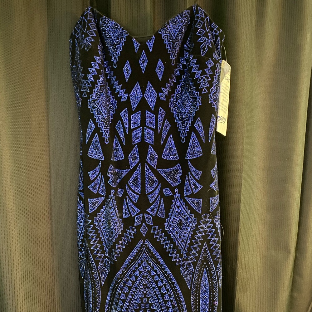Jump strapless black and purple mini dress